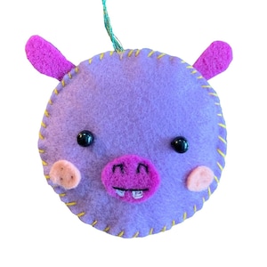 Hippo Ornament, Purple Hippopotamus Ornament