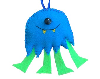 Hand-Stitched Monster Ornament, Kids Room Decor