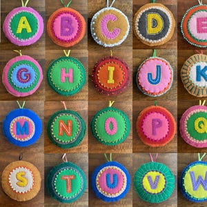 Felt Monogram Ornament: Embroidered Initial Letter Ornament