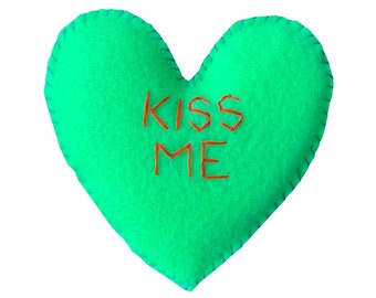 St. Patrick's Day Heart, Kiss Me I'm Irish Heart, Valentine's Day Heart, Kiss Me Heart, Stuffed Green Heart