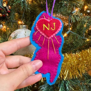 Handmade Felt New Jersey Ornament: NJ Pride Gift