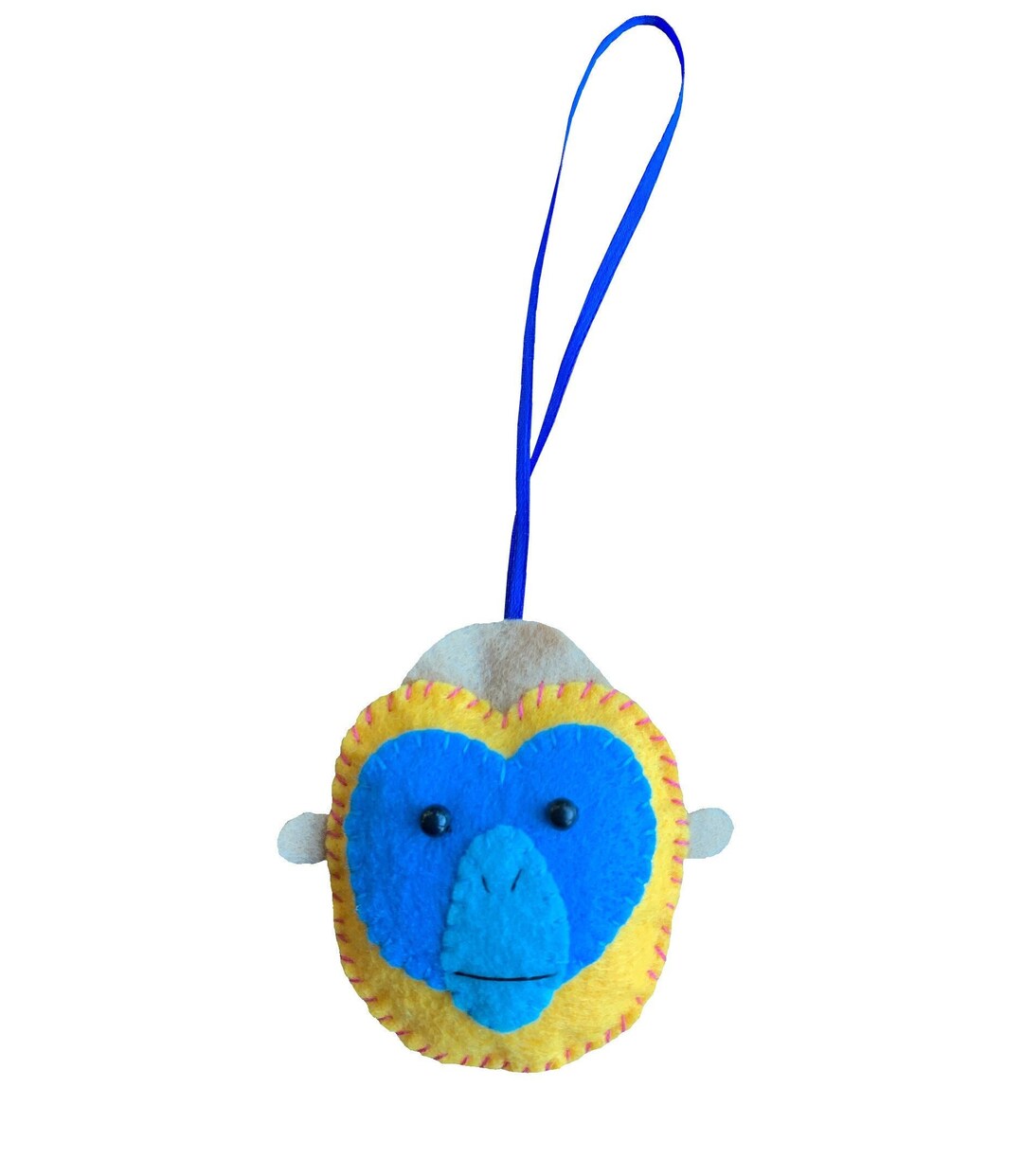 Monkey Ornament, Primate, Blue Faced Monkey Ornament, Golden Snub Nosed