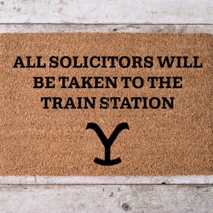 No Solicitors Doormat, Train Station Doormat, Yellowstone Doormat