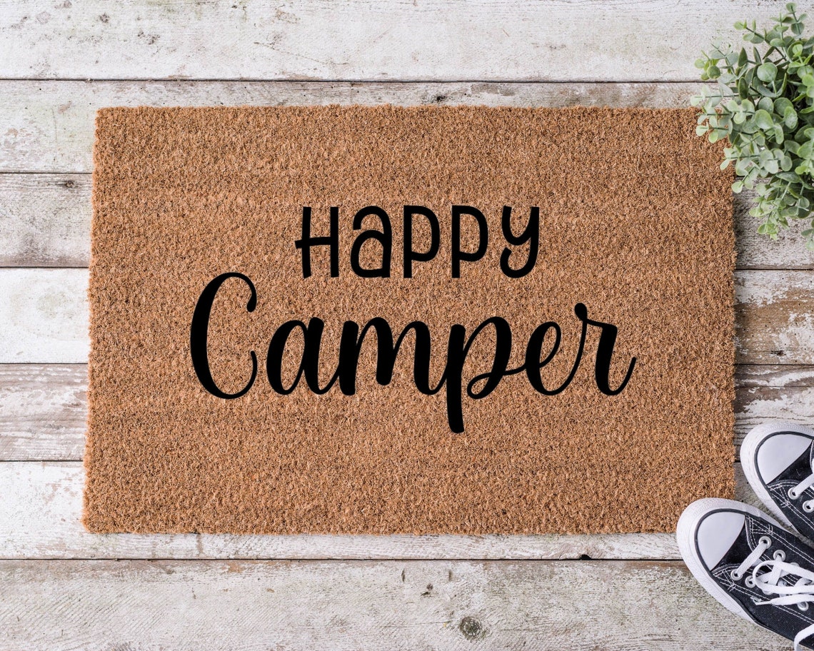 Happy Camper Doormat Camping Doormat Camper Mat Funny Etsy
