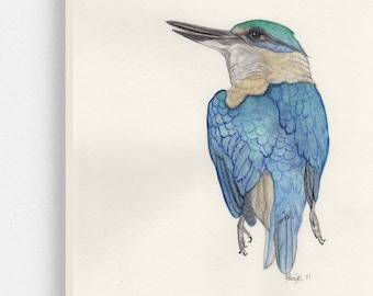 Sacred Kingfisher / Original Painting / Watercolour Artwork / Australian Bird