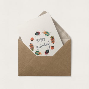 Happy Birthday Beetle / Illustrated Gift Card / Recycled Card / image 1