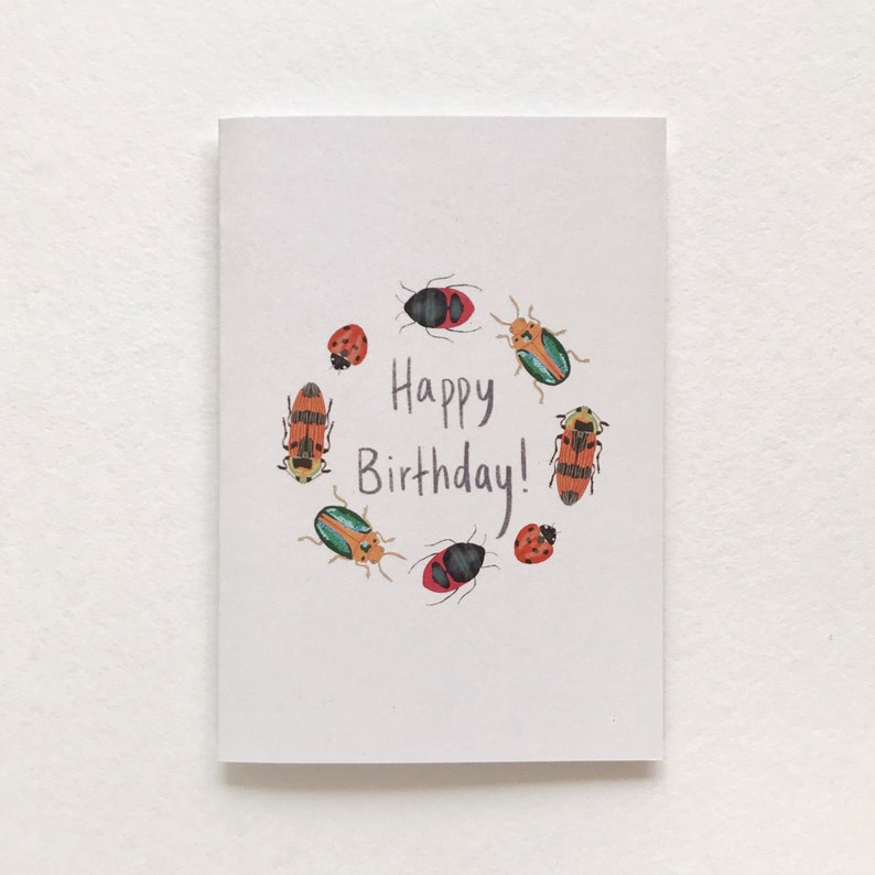 Happy Birthday Beetle / Illustrated Gift Card / Recycled Card / image 2