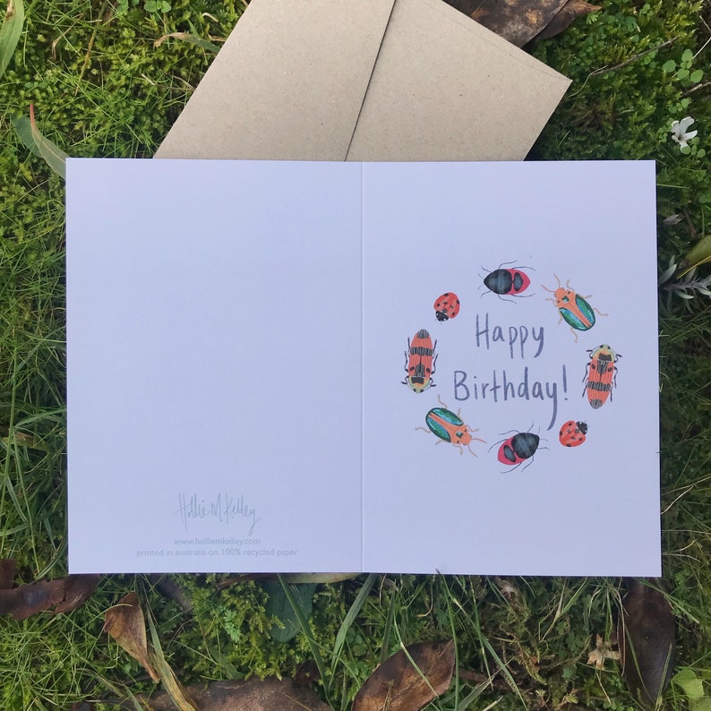 Happy Birthday Beetle / Illustrated Gift Card / Recycled Card / image 6