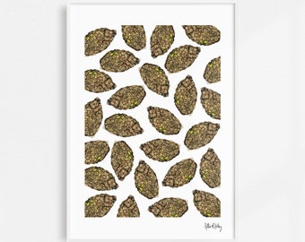 Pinecone Illustration / INSTANT DOWNLOAD / Natur Wandkunst / Aquarell Kunstwerk / Natur Muster / druckbare / A4, A3