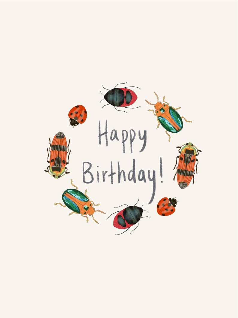 Happy Birthday Beetle / Illustrated Gift Card / Recycled Card / image 3