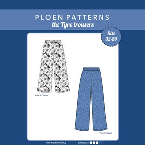Tyra Trouser paper sewing pattern - EU 32-50 - Women's culotte trousers - Palazzo pants - Wide Leg Trouser Pattern - Paper sewing pattern