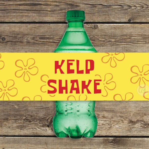 Kelp Shake under the sea luau drink bottle labels printable instant download birthday party