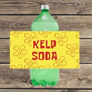 2-Liter Kelp Soda under the sea drink bottle labels printable instant download luau birthday party