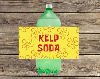 2-Liter Kelp Soda under the sea drink bottle labels printable instant download luau birthday party