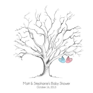 Printable Hand-drawn Baby Shower Fingerprint Tree Guestbook PDF - Etsy