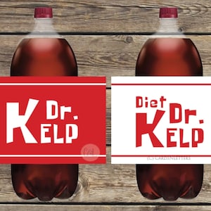 2-Liter Diet Dr. Kelp Soda under the sea luau drink bottle labels printable instant download birthday party