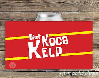 Diet Koca Kelp Soda Can Red under the sea luau drink labels printable instant download birthday party