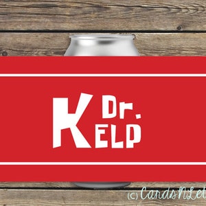 Dr Kelp Soda Can Red under the sea luau drink labels printable instant download birthday party