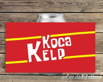 Koca Kelp Soda Can Red under the sea luau drink labels printable instant download birthday party