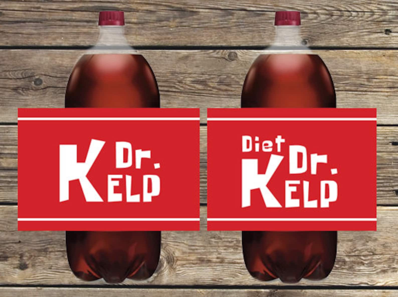 2liter Diet Dr. Kelp Soda Spongebob Sea Drink Bottle Labels Etsy