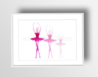 Growth - 3 Pink Watercolor Ballerinas