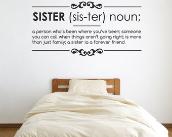 Sister Noun Bedroom Vinyl Decal Wall Sticker Quote 100x55