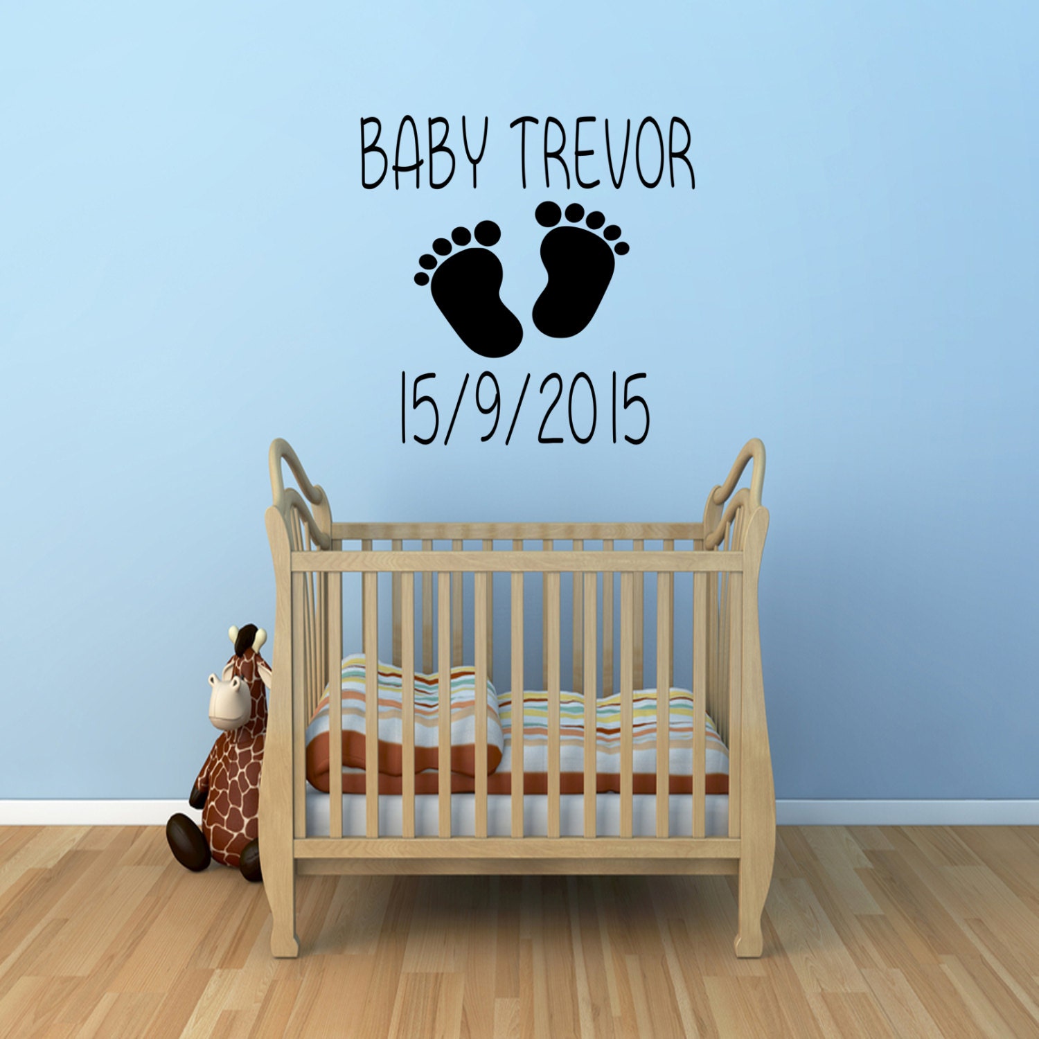 Personalised Baby Name Wall Stickers Vinyl Decals Children's Room