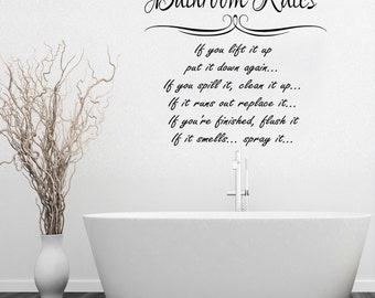 Bathroom Rules Wall Sticker Quote Vinyl Decal 55x100