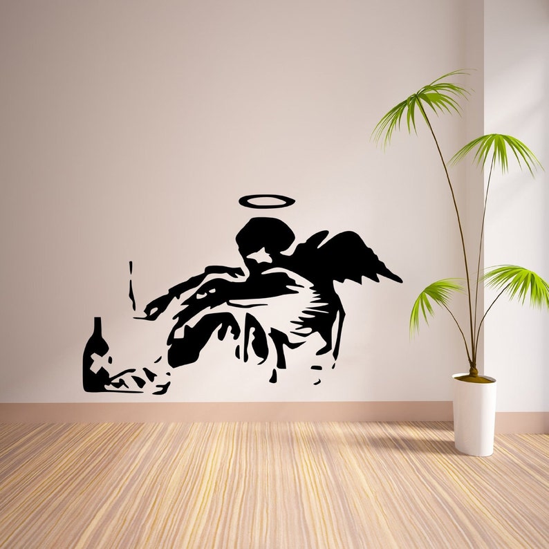 Banksy Fallen Angel Graffiti Wall Decal Sticker Vinyl 80x55 image 1