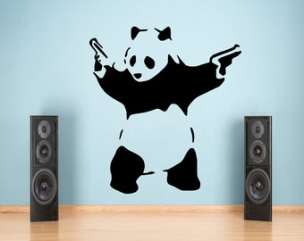 Large Banksy Panda Graffiti Wall Sticker Vinyl Decal Transfer Graphic Bedroom 55x100 Black