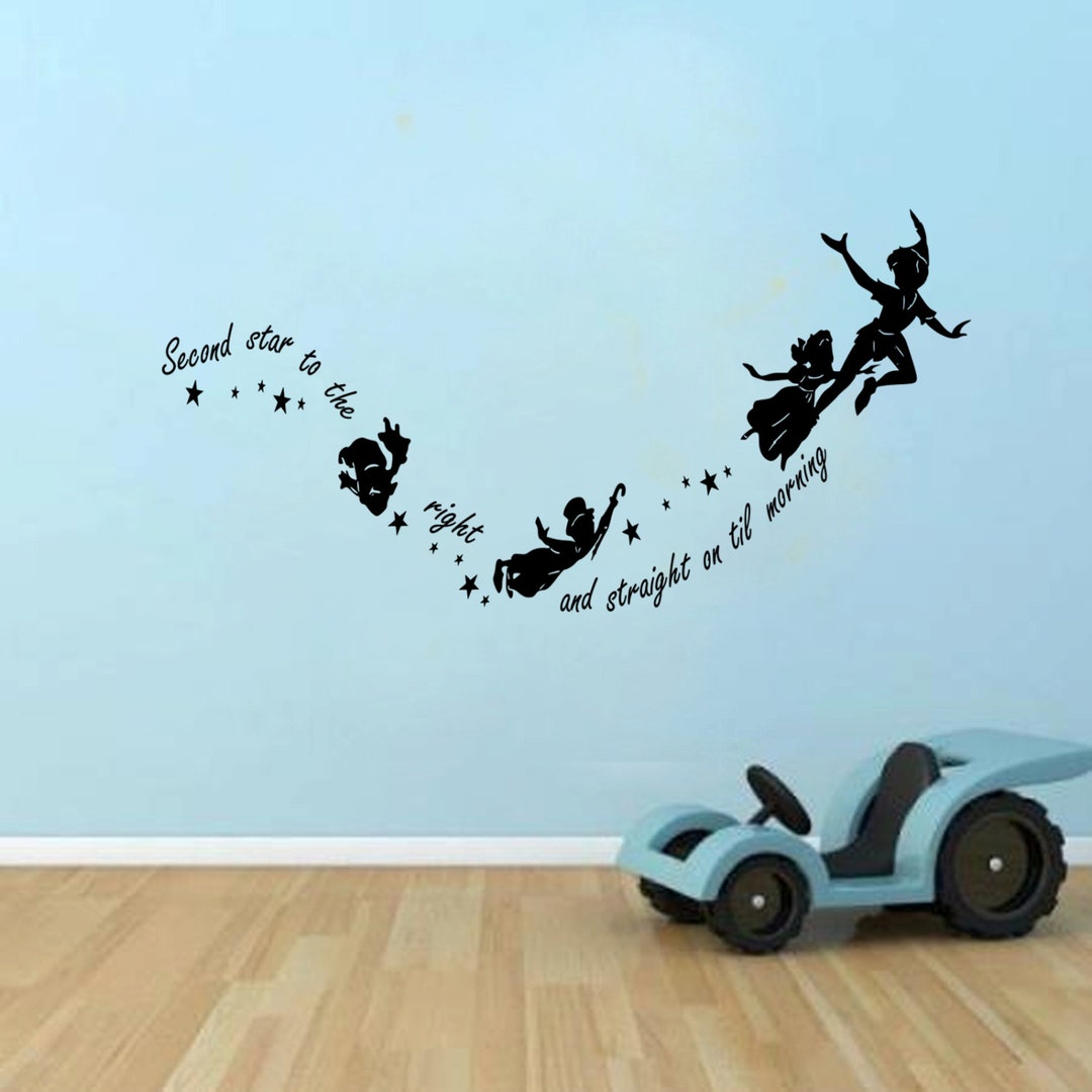 Peter Pan Second Star to the Right Kids Wall Decal Sticker - Etsy UK