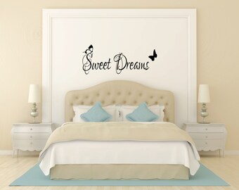 Sweet Dreams Butterflies Wall Sticker for Bedroom vinyl home decor Mural Decal 2 60x10