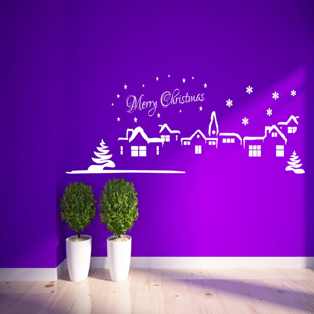 Christmas Scene Wall Sticker Quote Decal Bedroom 100x55 Etsy