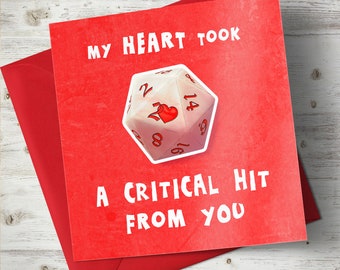 My Heart took a Critical Hit from You CARDS x5 (pack of five cards with envelopes)
