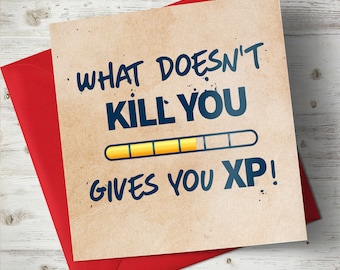 What doesn't kill you gives you XP! CARDS x5 (pack of five cards with envelopes)