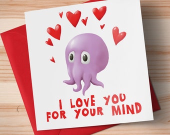 I Love you for your Mind CARDS x5 (pack of five cards with envelopes)