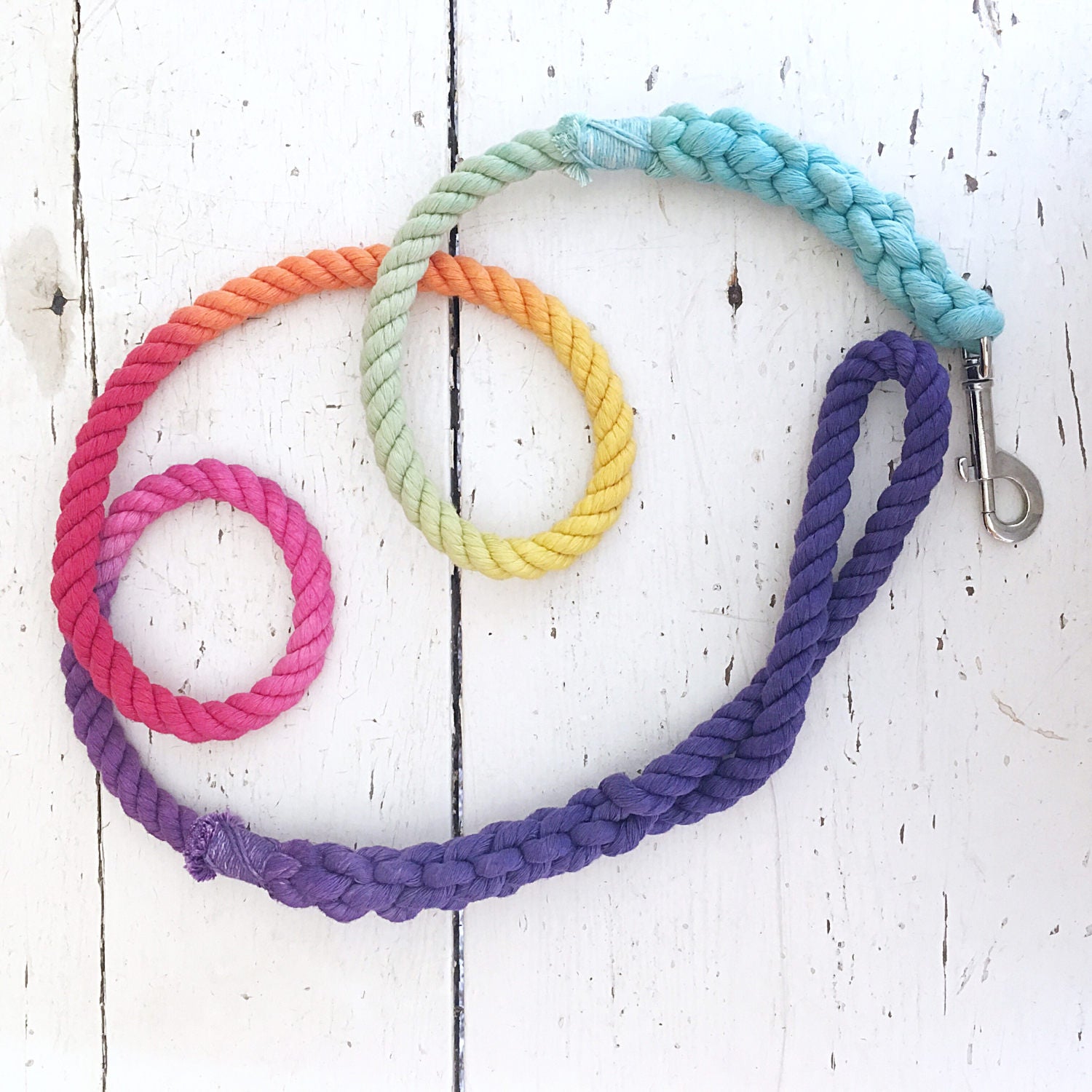 Rainbow Rope Leash Hand Dyed Dog Lead Rainbow Dog Leash Etsy