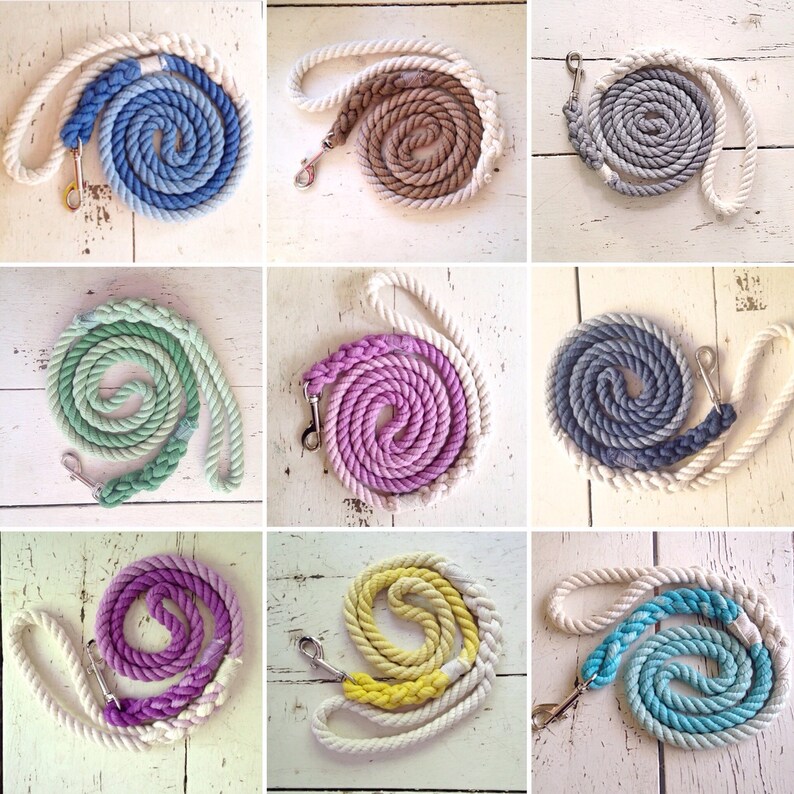 Hand Dyed Dog Leash Rope Dog Leash, Custom Dog Leash Cotton Dog Leash MANY colors