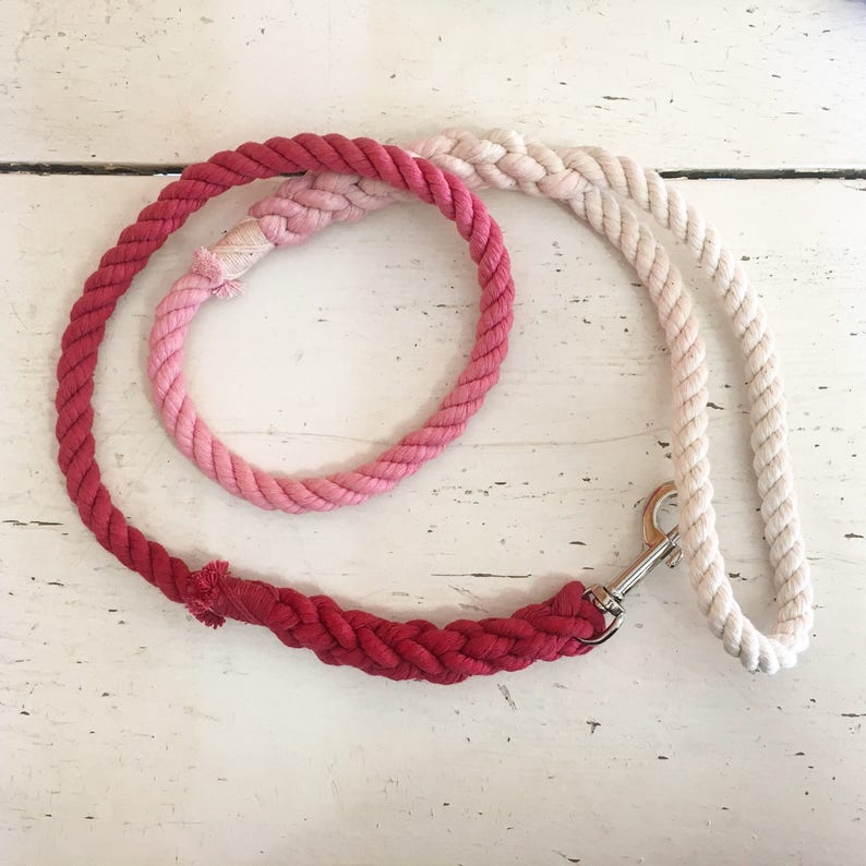 Hand Dyed Dog Leash Rope Dog Leash, Custom Dog Leash Cotton Dog Leash MANY colors