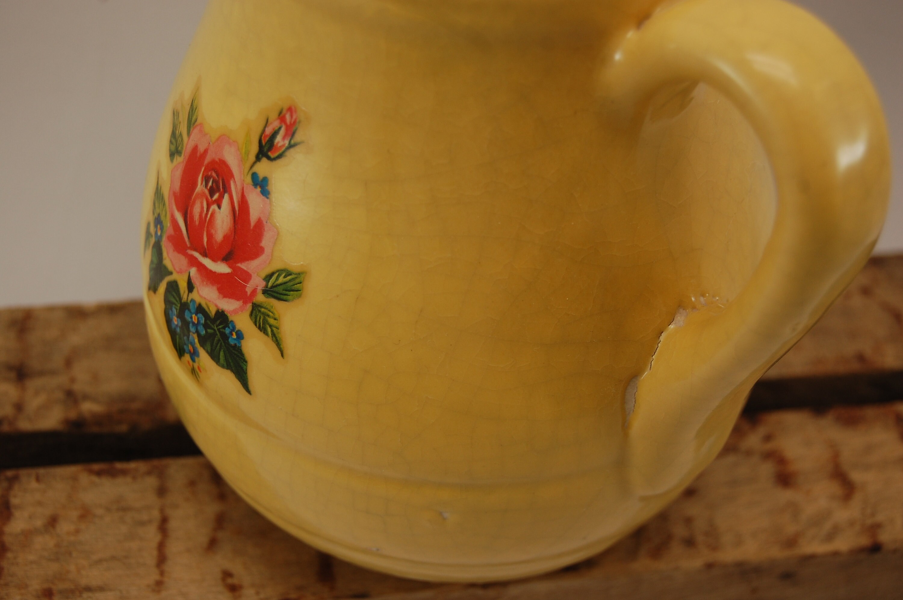 Yellow Ceramic FLORAL PITCHER Retro Midcentury COUNTRY Etsy