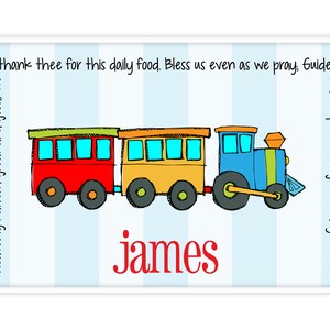 Personalized Baptism Plate Christening Gift for Boys Baptismal Keepsake Baby Boy Gift Boy Melamine Plate Train Theme Train Plate image 4