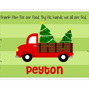 Personalized Red Truck Christmas Plate Holiday Plate Christmas Gift from Godparent Godchild Christmas Gift Boy Red Truck with Tree image 3