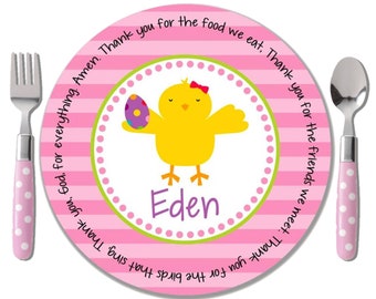 Personalized Polymer Plate - Personalized Kids Plate - Easter Gift Girl - Easter Plate - Chick Magnet - Godchild Easter Gift - Sweet Chick
