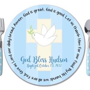 Cross Prayer Plate - Godchild Cross Gift - Baby Dedication Gift - Baptism Boy Gift - Personalized Cross Baptism Keepsake - Christening Gift