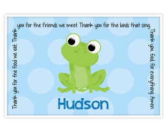 Personalized Placemat - Kids Placemat - Childrens Placemat - Childs Placemat - Laminated Placemat - Baptism Gift - Frog Boy