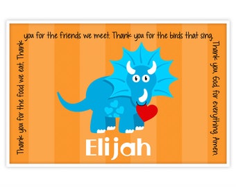 Valentine's Day Personalized Placemat - Kids Dinosaur Placemat - Childrens Placemat - Childs Dinosaur Placemat - T-Rex Dinosaur Placemat