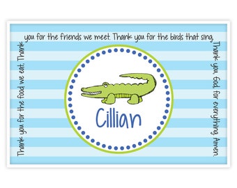 Personalized Placemat - Kids Placemat - Childrens Placemat - Childs Placemat - Laminated Placemat - Baptism Gift - Preppy Alligator Boy