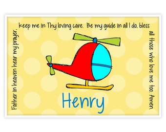 Helicopter Airplane Personalized Placemat - Godchild Keepsake - Godchild Personalized Gift - Godson Gift from Godparent - Baptism Gift Boy