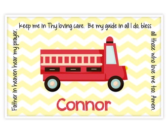 Personalized Fire Engine Placemat - Baptism Gifts for Boys - Children's Placemat - KidsPlacemat - Fire Truck Placemat - Firetruck Placemat
