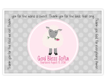 Personalized Lamb Placemat  - Godparent Gift - Girl Godchild Gift - Personalized Baptism Gift Idea - Unique Christening Gift - Lamb Placemat